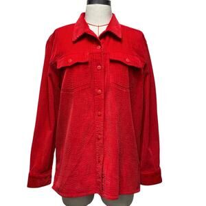 Vintage Shaver Lake Womens Red Corduroy Long Sleeve Button Up Shirt